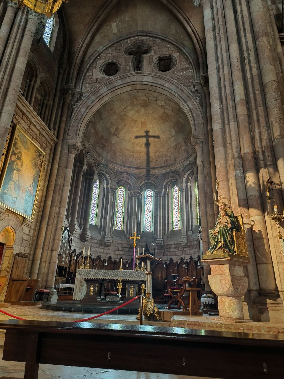 The shadow of the cross inside the Basilica of Santa María la Real, resembling a sword