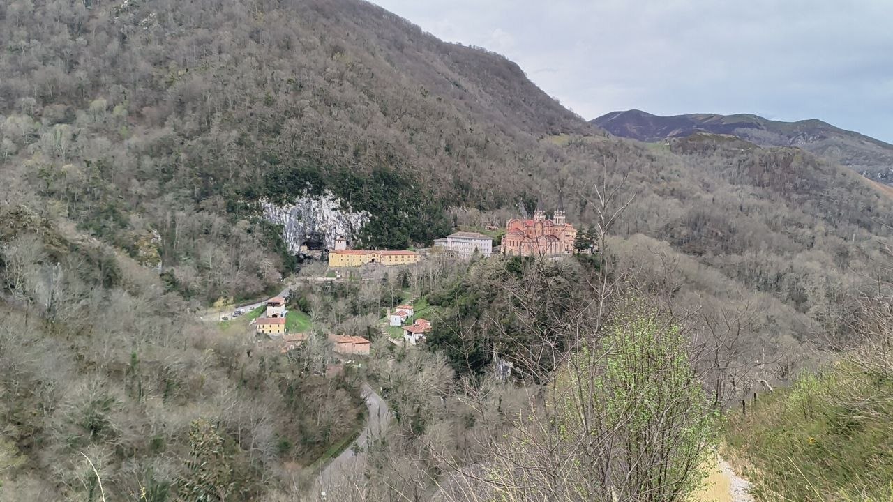 Covadonga village viewed from the hill above