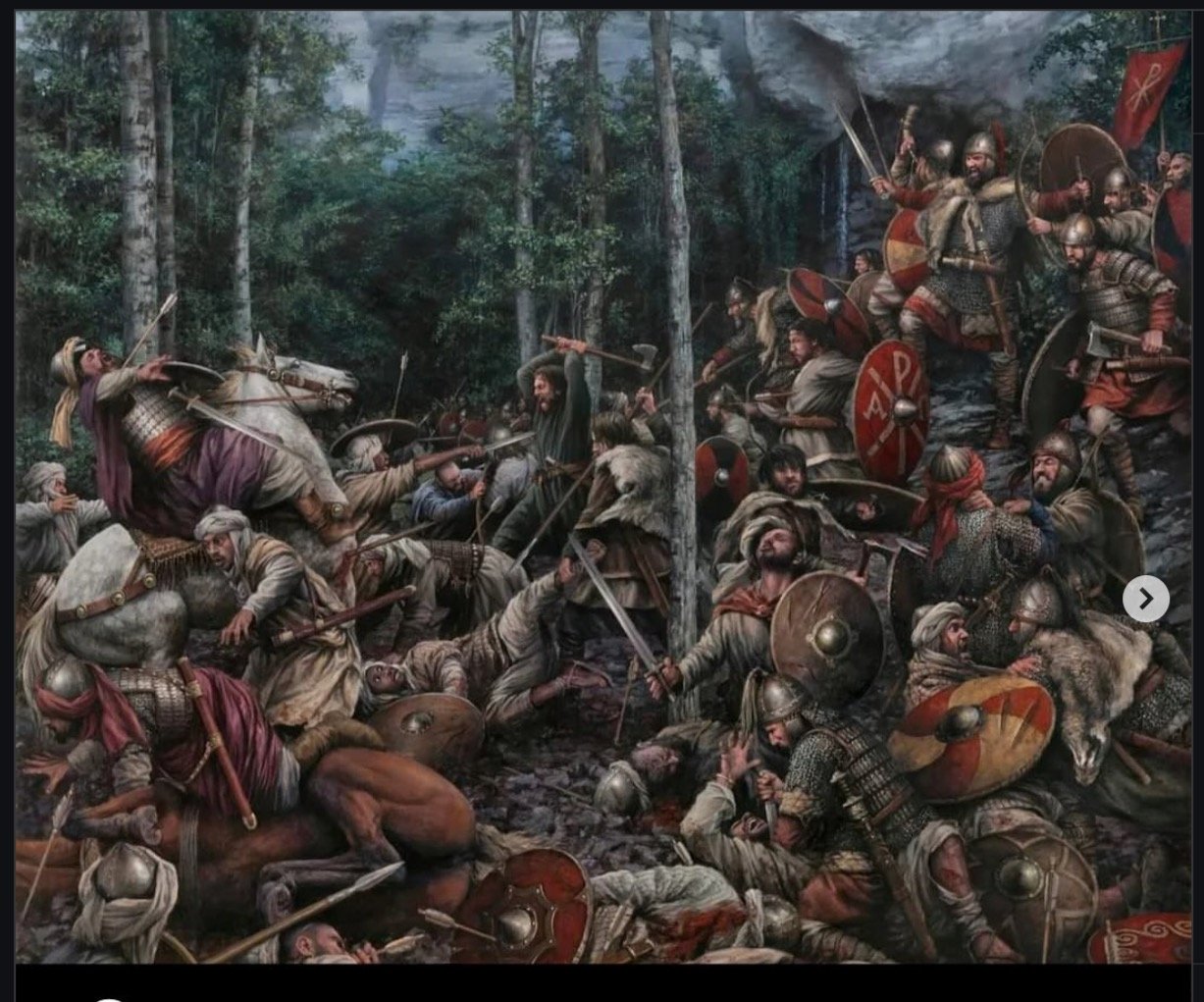 Painting depicting the Battle of Covadonga